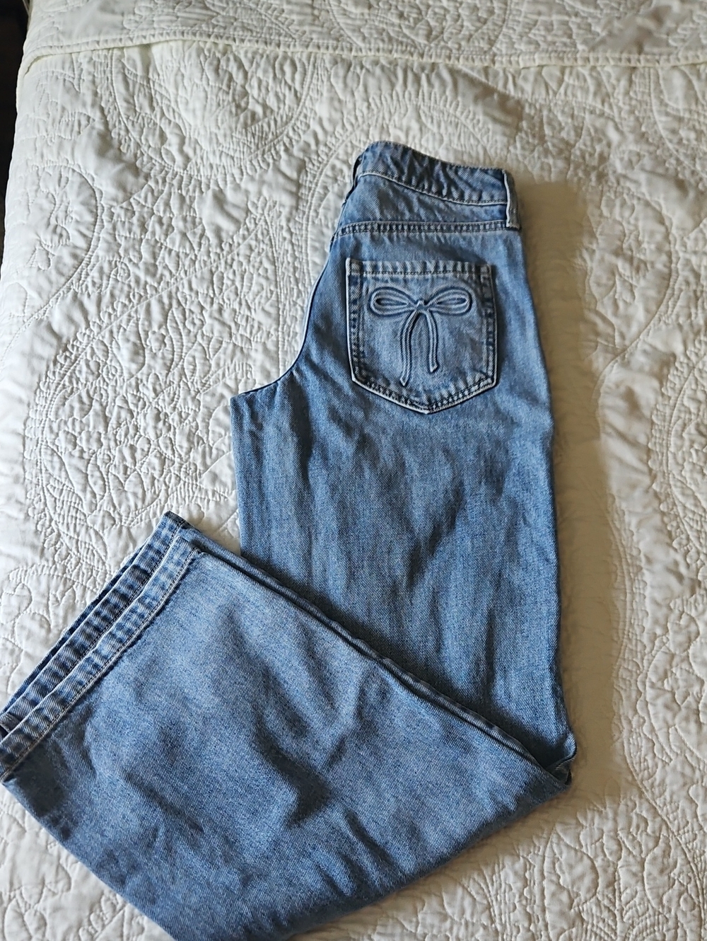 wild fable medium blue denim jeans with Bow Pockets